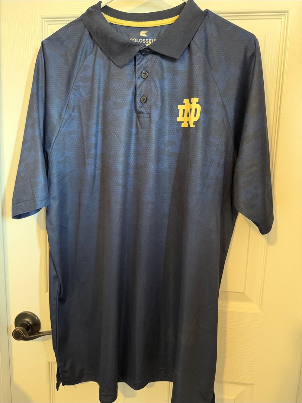 Colosseum Men's Navy Polo with Yellow ND Crest
